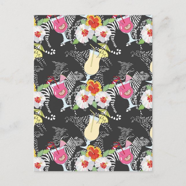 Cartão Postal Bebidas Tropicais Com Animais (Frente)