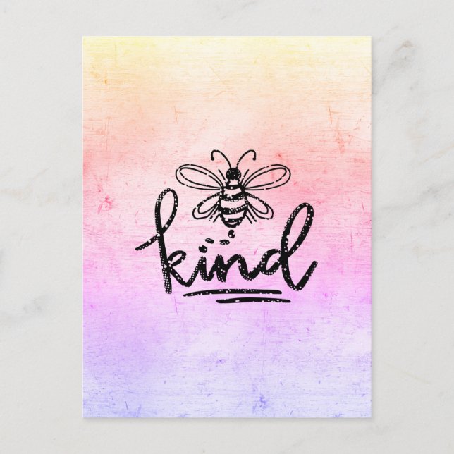 Cartão Postal Bee Kind Rainbow Ombre (Frente)
