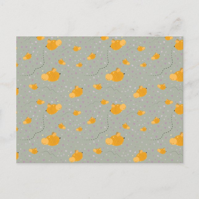 Cartão Postal Bee Love Bee Happy Postcard - Verde (Frente)