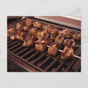 Cartão Postal Beef Kabobs no Grill Card