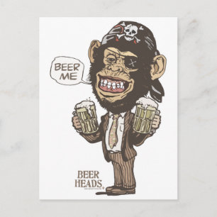 Cartão Postal Beer Me Chimp Pirata por Mudge Studios