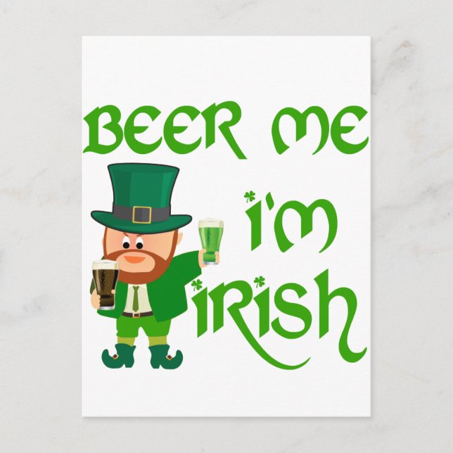Cartão Postal Beer me, sou irlandês (Frente)