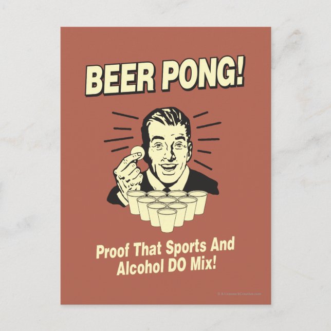 Cartão Postal Beer Pong: Combinação de Álcool e Esportes de Prov (Frente)