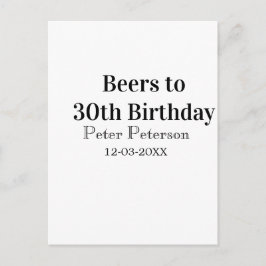 Cartão Postal Beers to 30th birthday name date man stylishSimple