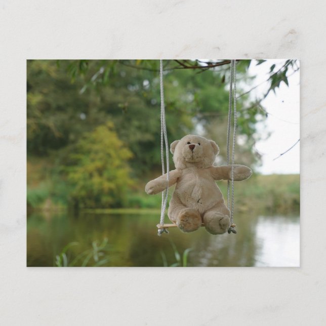 Cartão Postal Beertje op schommel aan boom (Frente)