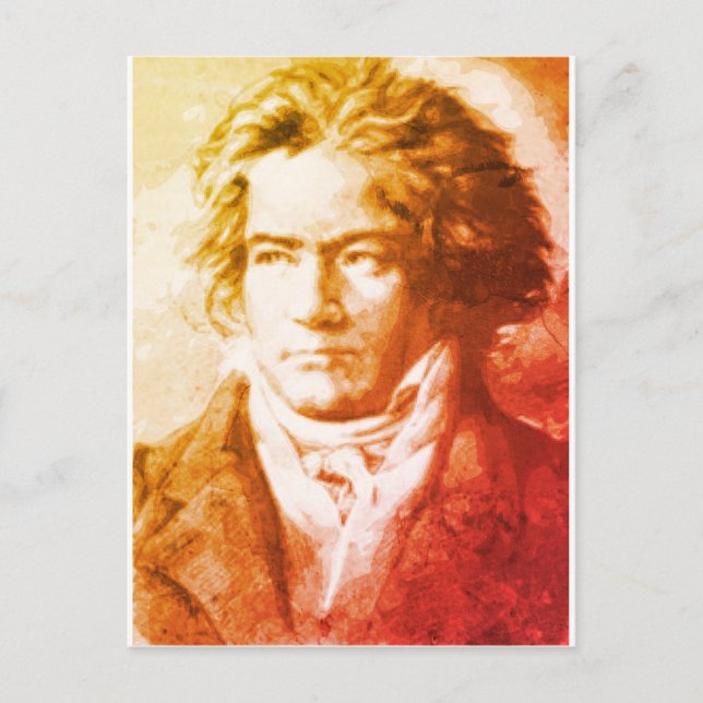 Cartão Postal Beethoven em Impressão Estilo Vintage (Frente)