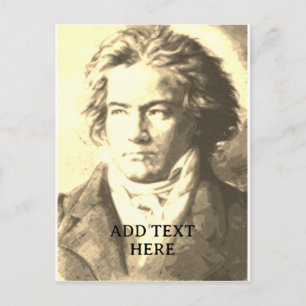 Cartão Postal Beethoven em Sépia com Texto Personalizado