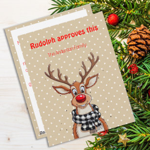 Cartão postal bege de Natal com rena fofa