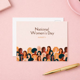 Cartão Postal Bege Dia Nacional das Mulheres Elegante