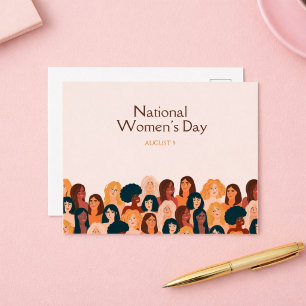 Cartão Postal Bege Dia Nacional das Mulheres Elegante