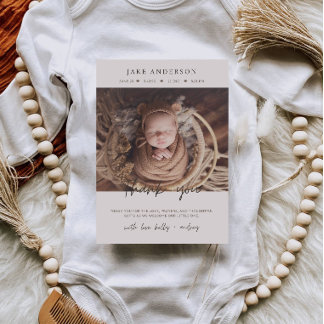 Cartão Postal Beige Baby Birth Photo Thank You Postcard