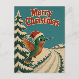 Cartão Postal Beija-flor Snow Lane Animal Natal