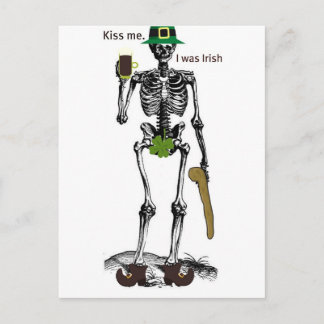 CARTÃO POSTAL BEIJA-ME EU ERA IRLANDÊS SKELETON IMPRESSÃO