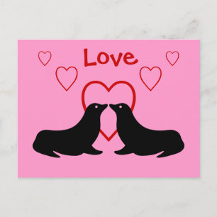 Cartão Postal Beijar Leões do Mar - Cartão-postal de Amor