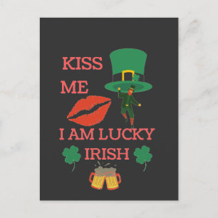 Cartão Postal Beije-me, sou sortudo irlandês hoje