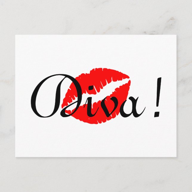 Cartão Postal Beijo da Diva Vermelha (Frente)