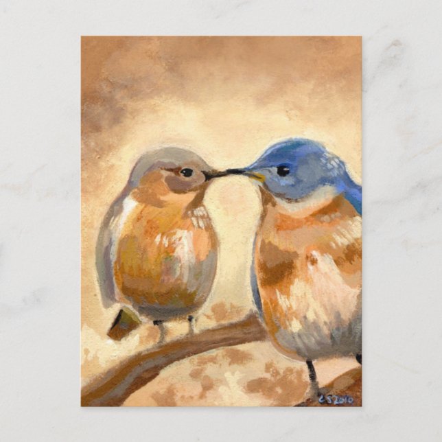 Cartão Postal Beijo de pássaro azul (Frente)