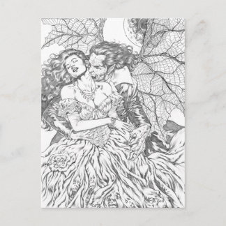 Cartão Postal Beijo de vampiro por Al Rio - Arte de vampiro e mu
