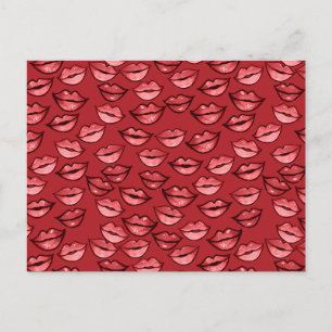 Cartão Postal Beijos Kissy Lips Vermelho Batom de Beijos