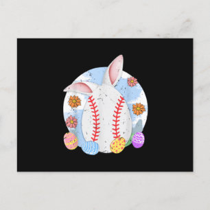 Cartão Postal Beisebol Coelho da Páscoa Engraçado Páscoa de base