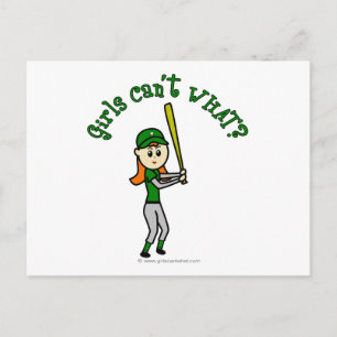 Cartão Postal Beisebol De Meninas Verdes Claras