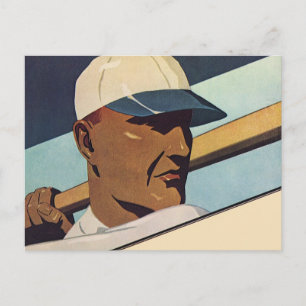 Cartão Postal Beisebol Esportivo Vintage Batedor, Arte Estilizad