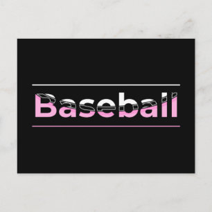 Cartão Postal Beisebol Feminino - Tipografia Geométrica Rosa