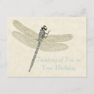 Cartão Postal Bejewelly Dragonfly Birthday Deseja Cartão-Postal