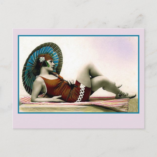 Cartão Postal Bela 1920, garota flapper (Frente)