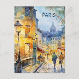 CARTÃO POSTAL Bela Aquarela de Viagem a Paris