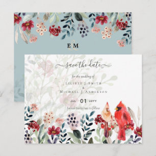 Cartão Postal Bela CARDINAL VERMELHA Casamento dos Pássaros