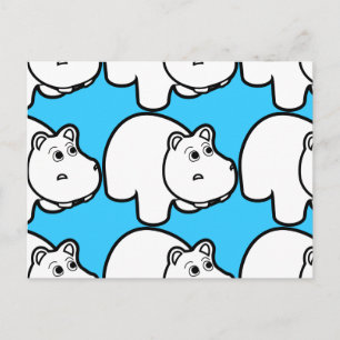 Cartão Postal Bela Cartoon Hippo