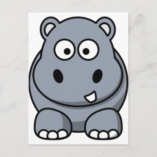 Cartão Postal Bela Cartoon Hippo