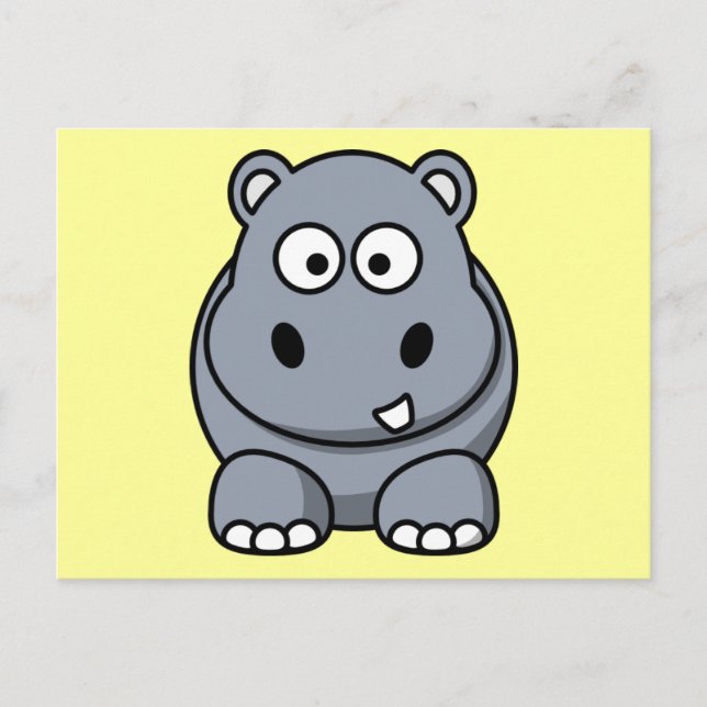 Cartão Postal Bela Cartoon Hippo (Frente)