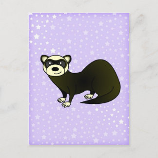 Cartão Postal Bela Cartoon Sable Ferret Estrela Púrpura