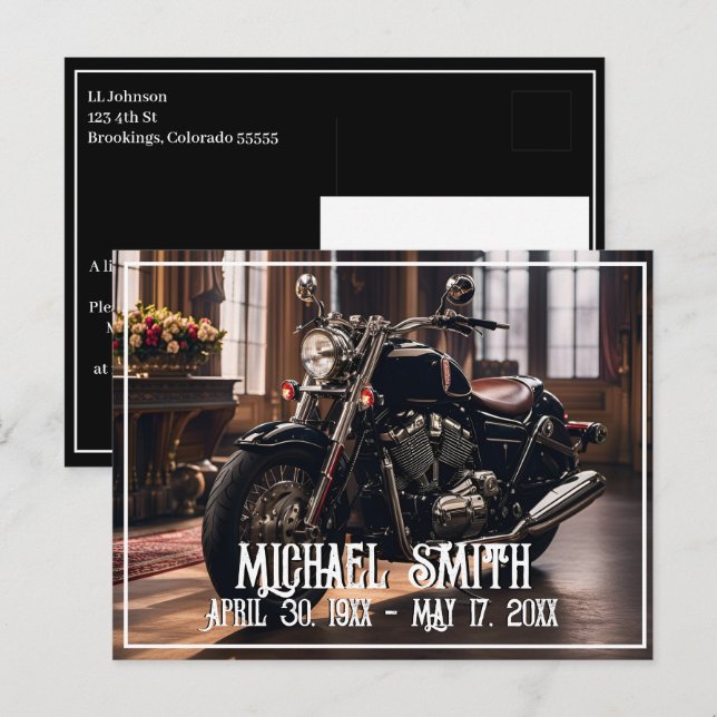 Cartão Postal Bela Celebração de Motocicleta da Vida (Frente/Verso)