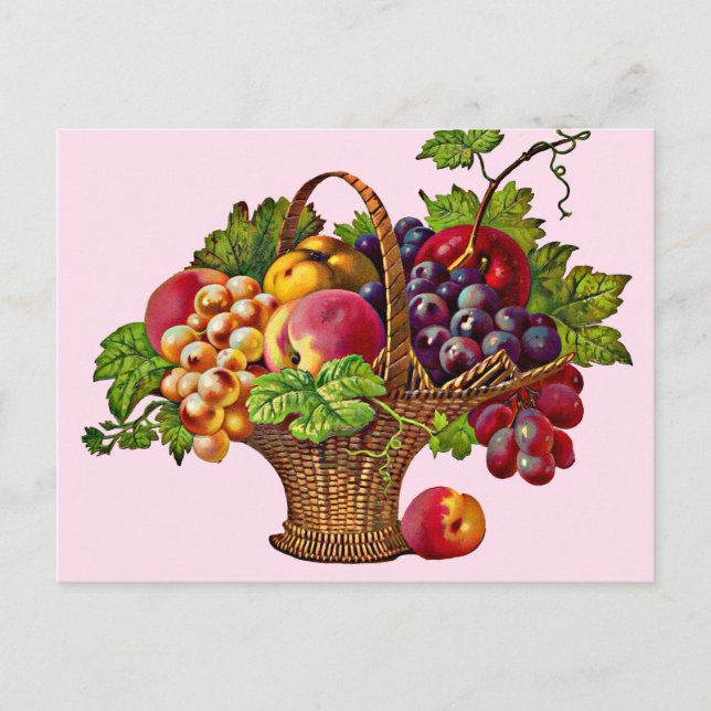 Cartão Postal bela cesta de fruta vitoriana (Frente)