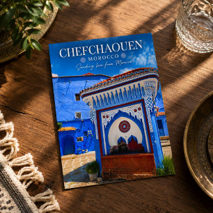 Cartão Postal Bela Chefchaouen Azul Marrocos Ruas da Medina