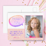 Cartão Postal Bela cor-de-rosa, menina, Aniversário Obrigado Fot<br><div class="desc">Belo dia de aniversário da garota brilhante... obrigado Cartão-postal para meninas com foto personalizada e obrigado. Cartões de agradecimentos de aniversário personalizável para seus amigos e família. Carregue sua foto e personalize o cartão-postal com seu nome e texto. O cartão-postal tem um quadro de desenho animado rosa e brilho cor-de-rosa....</div>