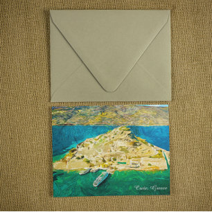 Cartão Postal Bela Creta Grécia Paisagem Pintura a Óleo