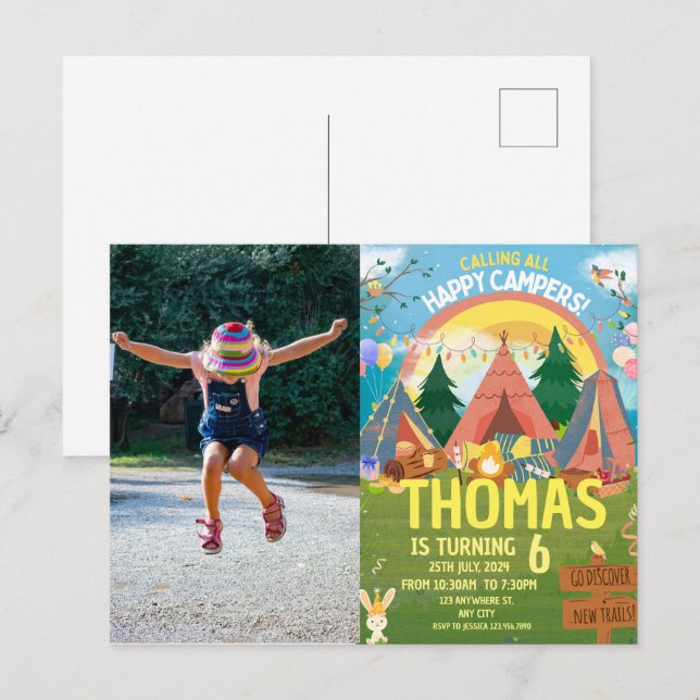 Cartão Postal Bela Crianças modernas de aniversário (Frente/Verso)