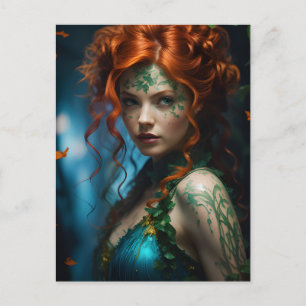 Cartão Postal Bela Deusa de Cabelos Vermelhos e Hera