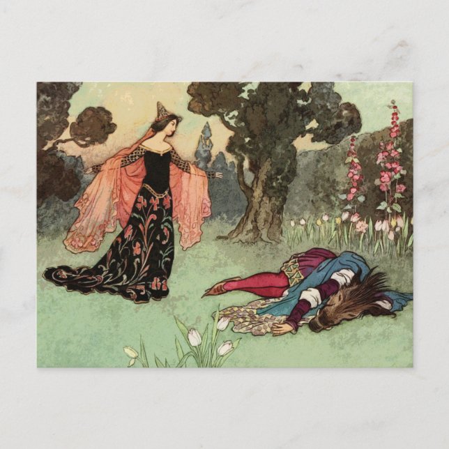 Cartão Postal Bela e a Besta - Warwick Goble (Frente)