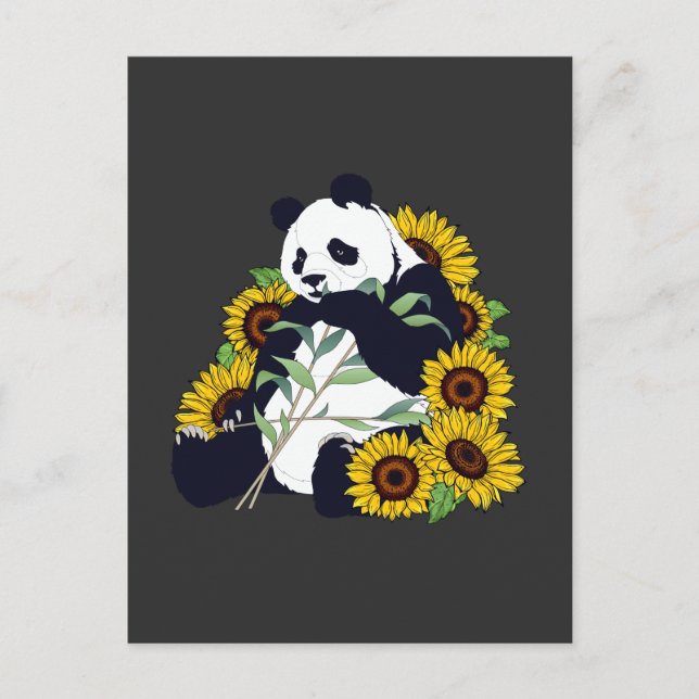 Cartão Postal Bela Flor De Girassol De Panda (Frente)
