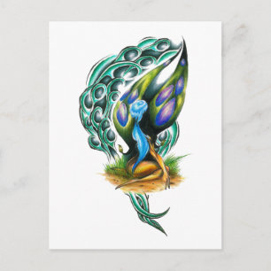 Cartão Postal Bela Floresta Celta Faery Colorida