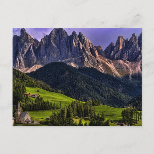 Cartão Postal Bela igreja isolada e solitária St Maddalena (Frente)