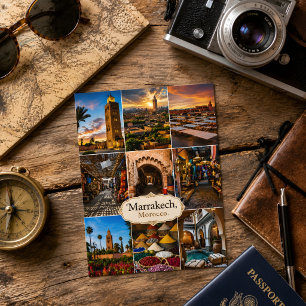 Cartão Postal Bela Marrakech Marrocos Colagem Medina