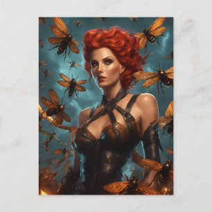 Cartão Postal Bela Mulher Deusa Abelha