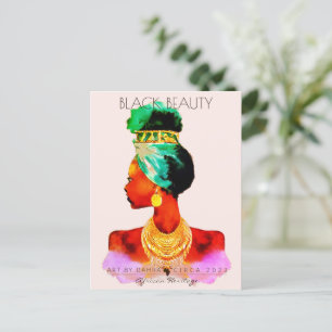 CARTÃO POSTAL BELA NEGRA MULHER AFRICANA RAINHA DOURADA NECKLACE