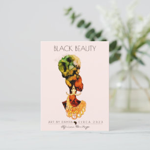 CARTÃO POSTAL BELA NEGRA MULHER AFRICANA RAINHA DOURADA NECKLACE